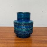 Italian blue ceramic vase Rimini by Aldo Londi for Bitossi, 1960s.