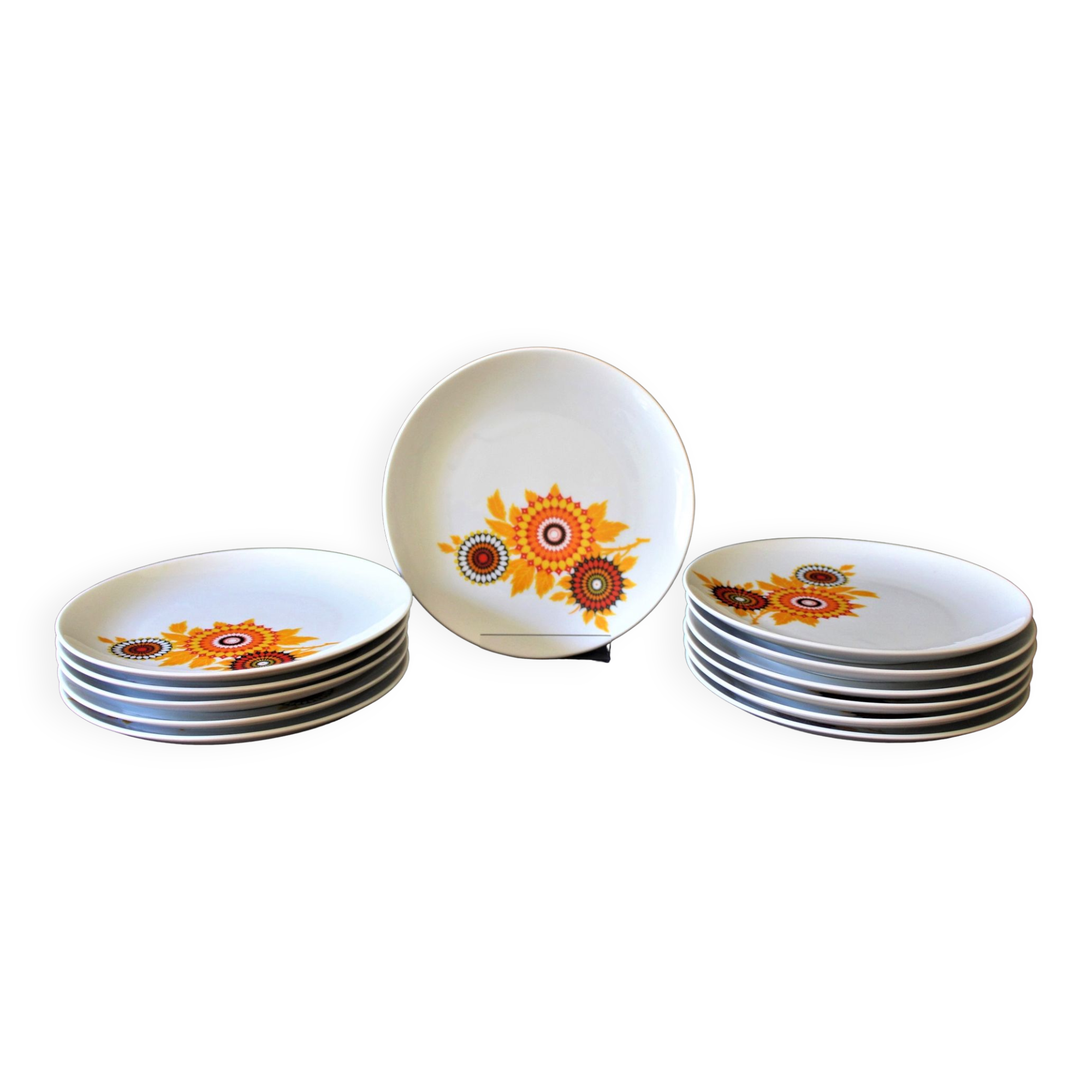 6 70's dessert plates in Winterling Bavaria porcelain