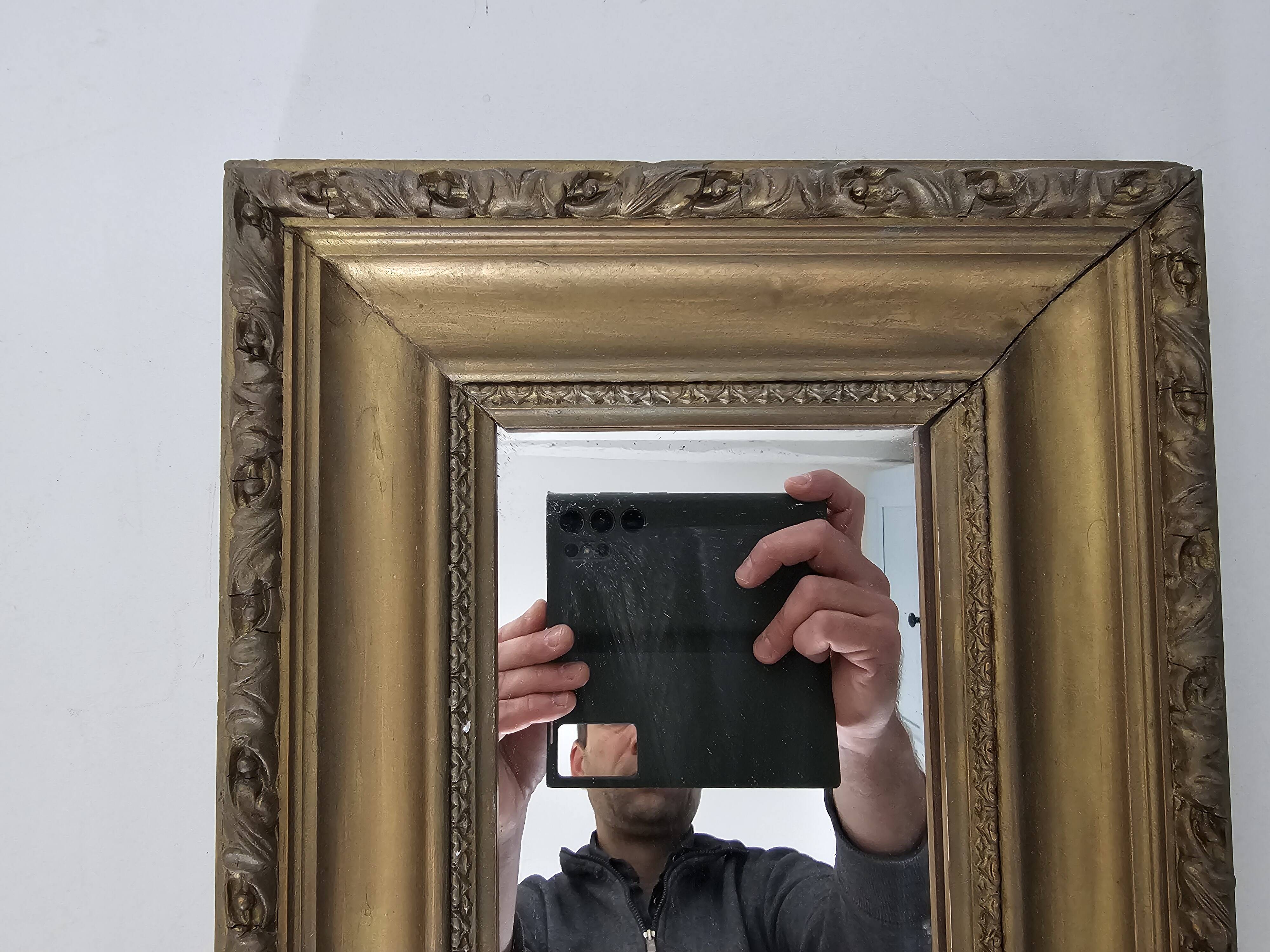 Antique Rectangular Mirror with a gilded wooden frame 35cm x 27cm