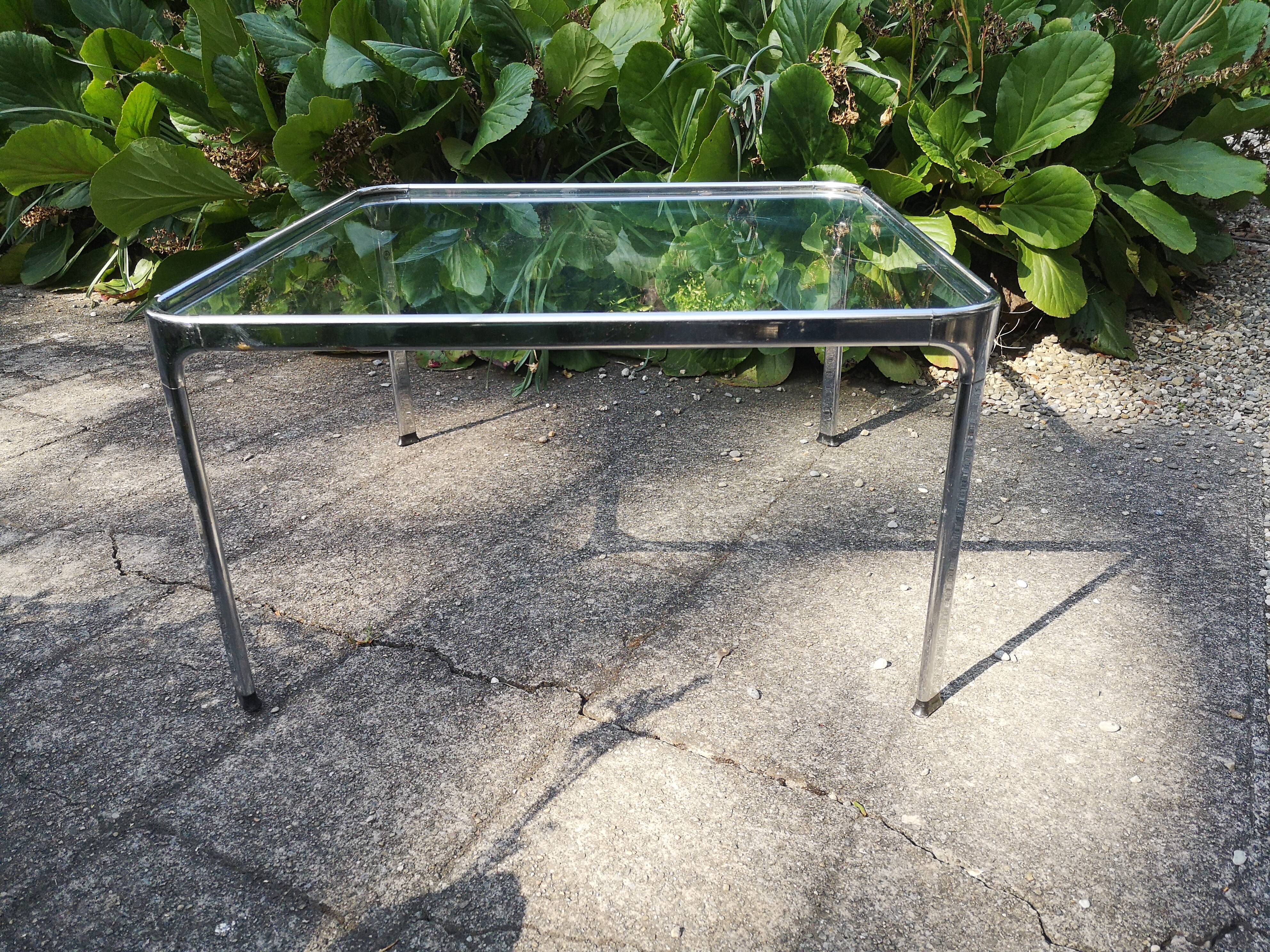 Vintage coffee table chrome and glass