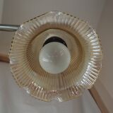Striated tulip-shaped pendant light, in smoked glass
