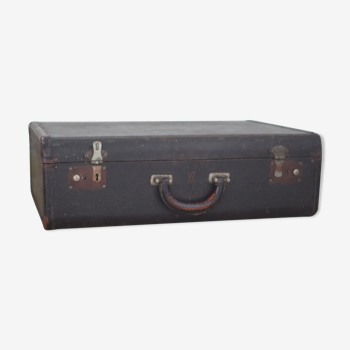 Valise rétro vintage années 50 coloris noir intérieur bleu marine