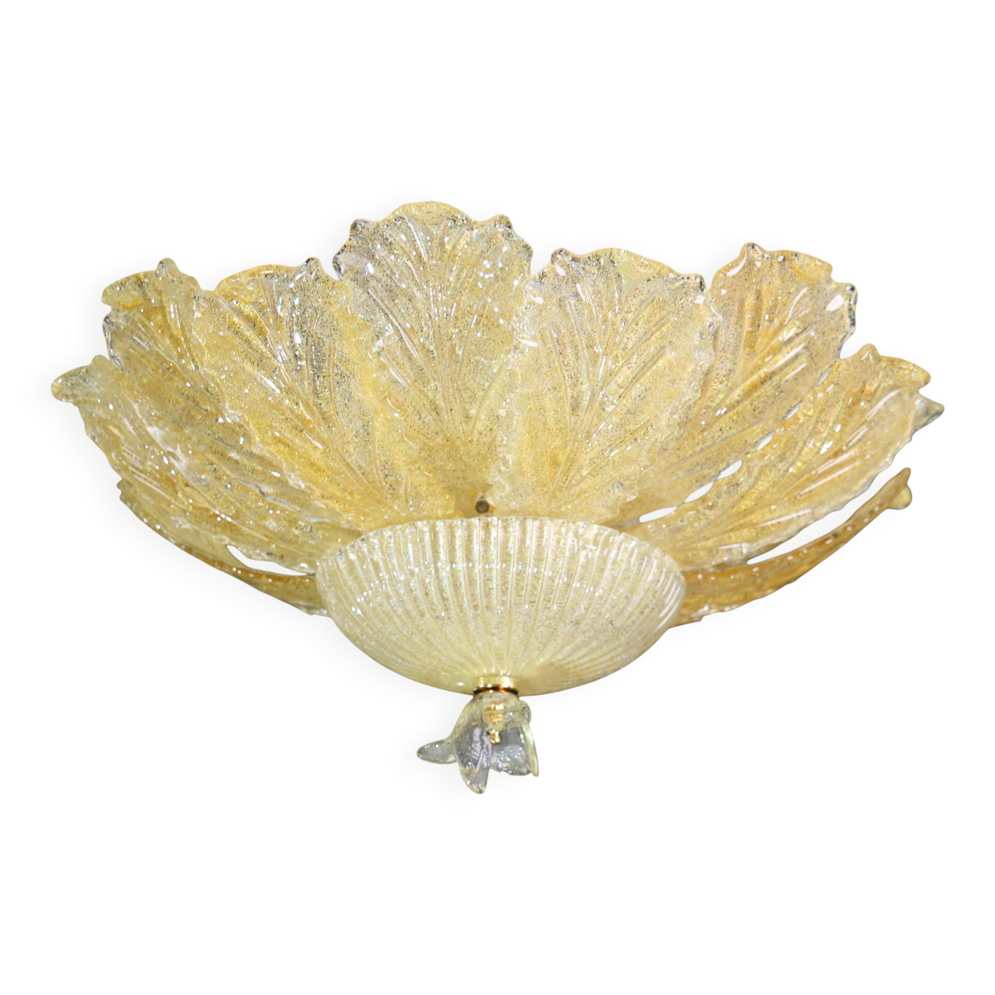 Abu Dhabi, Murano Glass Gold Flush Mount, 1970s
