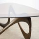 Italian Organic "Snake" Wooden and Smoked Glass Coffee Table, 1960s