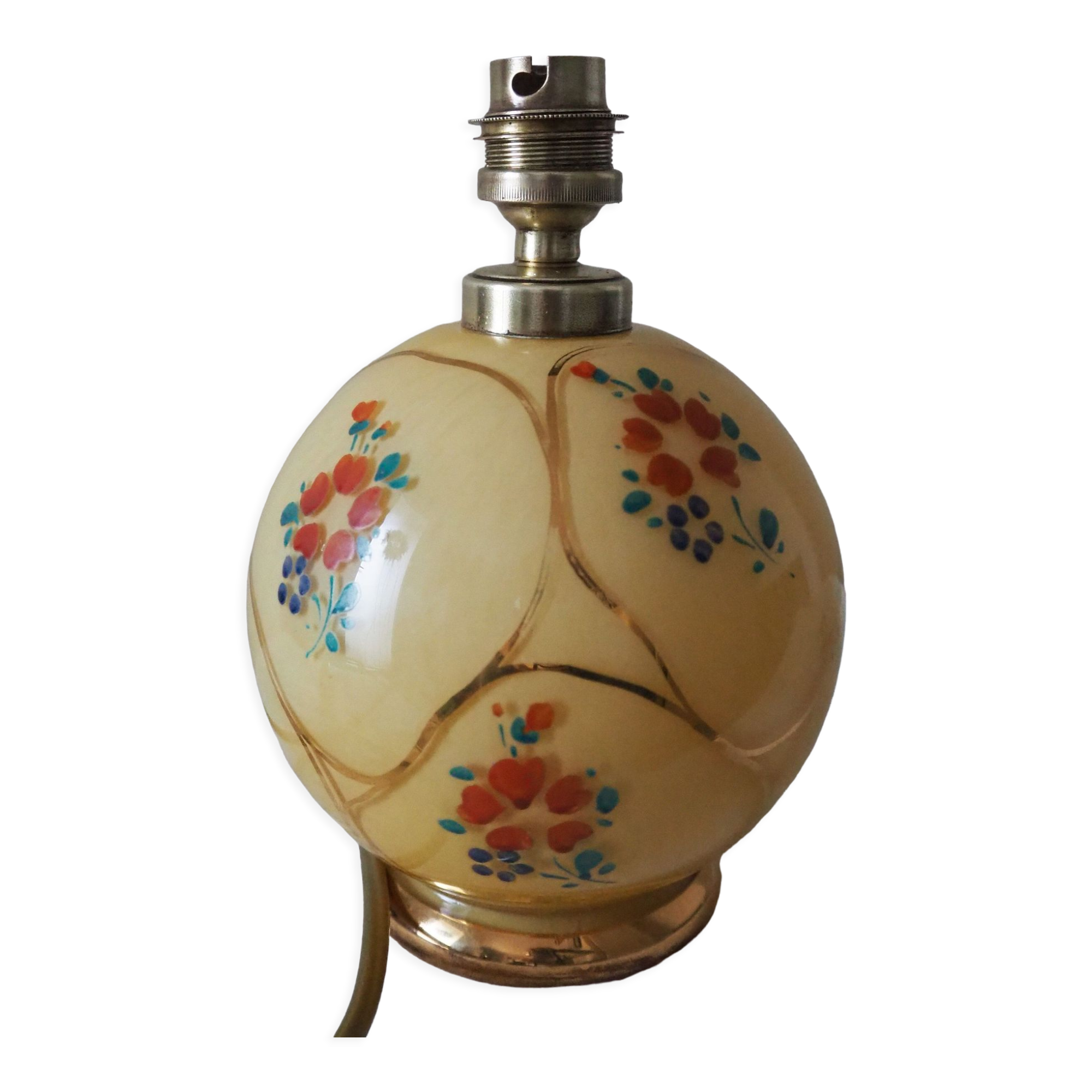 Old lamp foot ball to pose / table / bedside / side glass – floral print
