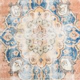 3x6 Rug For Living Room Pale Orange Blue Handmade Turkish Rug, 104x176Cm