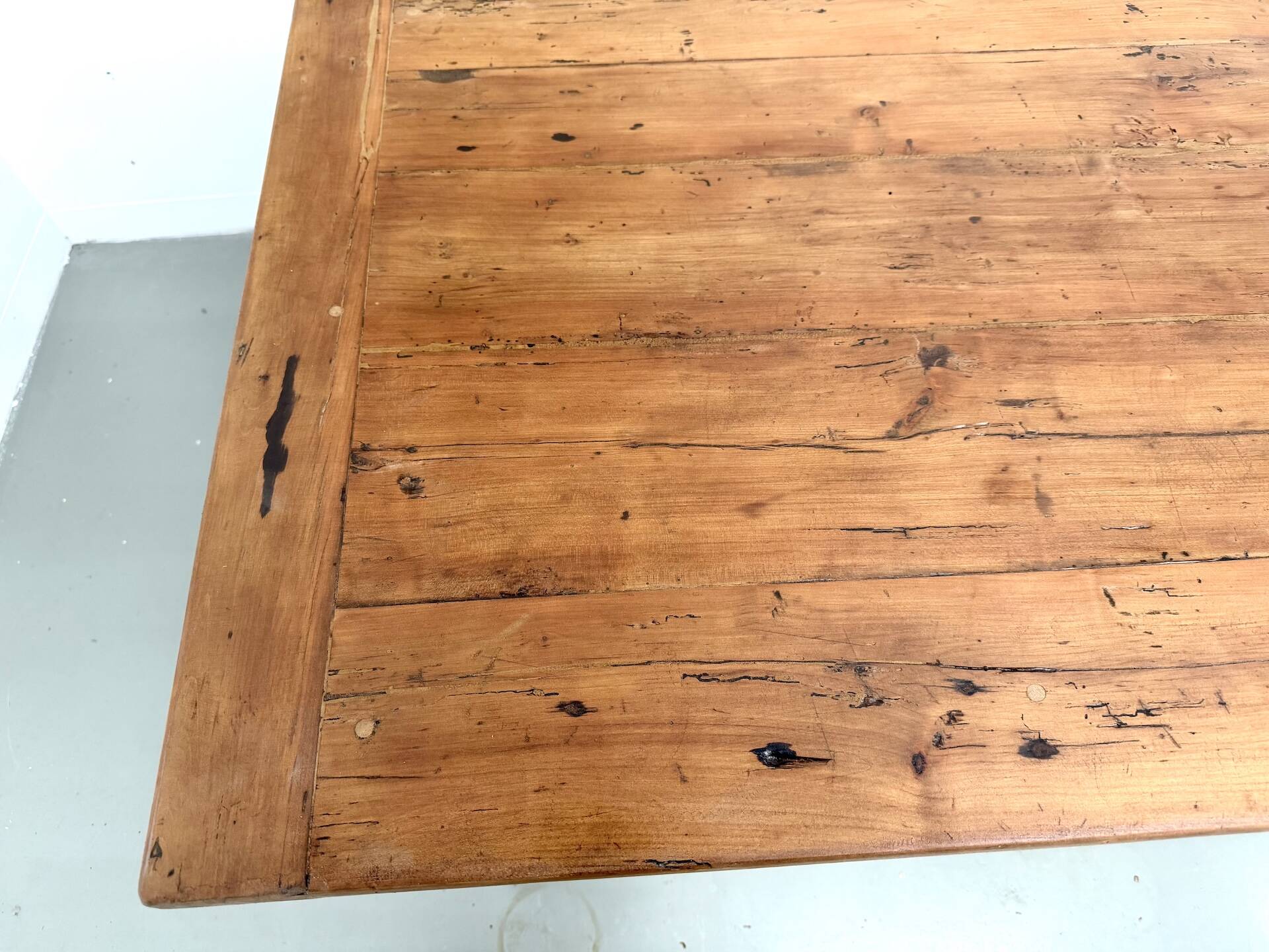 Farm table in solid cherry wood, one drawer, 1950s.