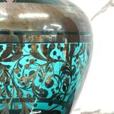 American Art Deco Vase in Glass and Silver Overlay, 1930s