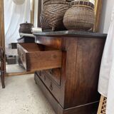 Chest of drawers in wood and gray marble with 4 drawers nineteenth century