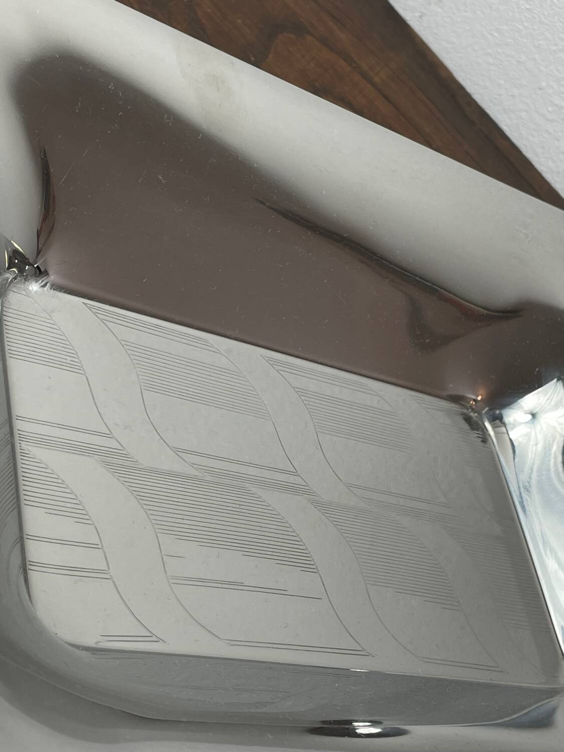 Silver and gold metal serving tray