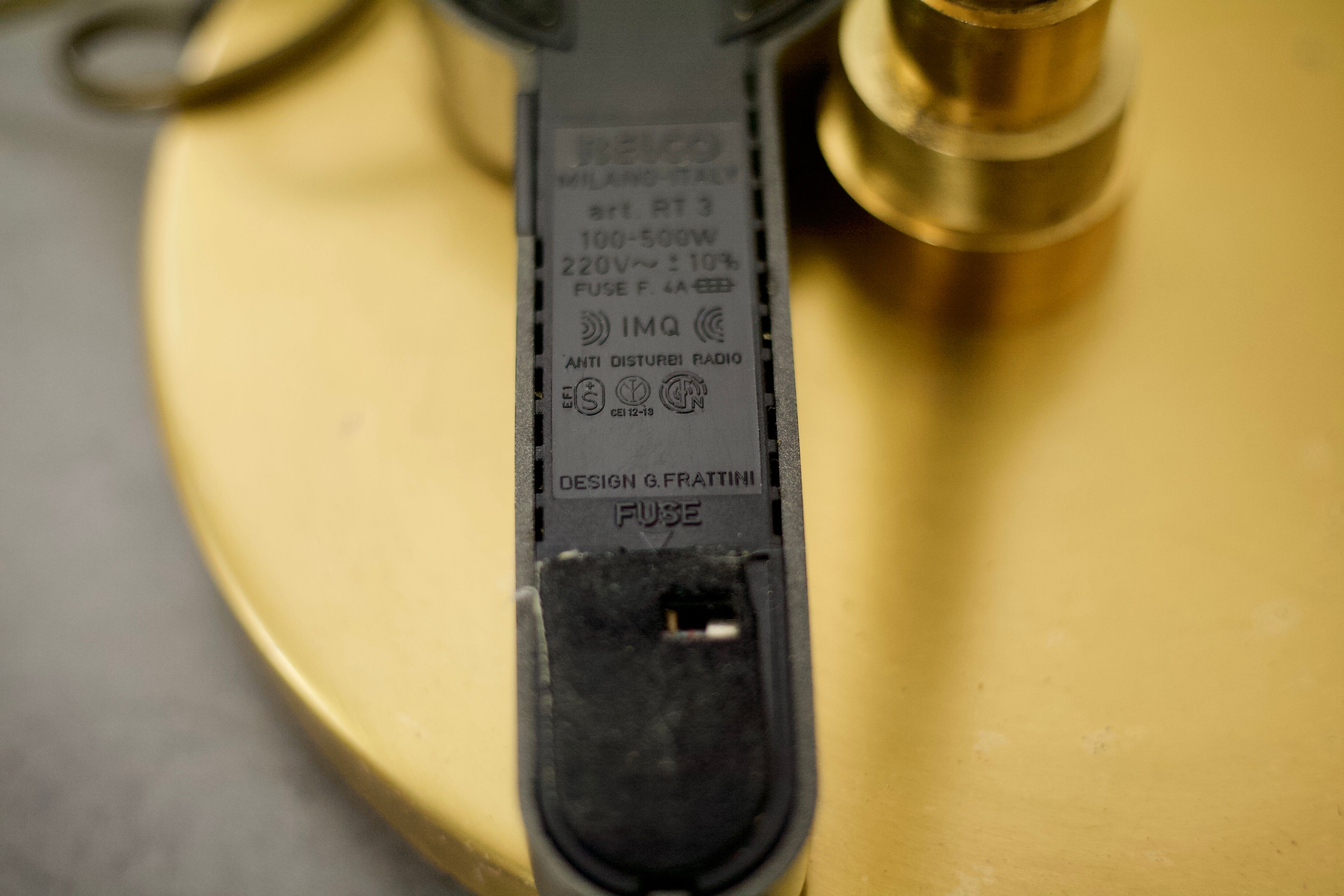 Floor lamp Gianfranco Frattini, metal gold and alabaster, Relco Milano