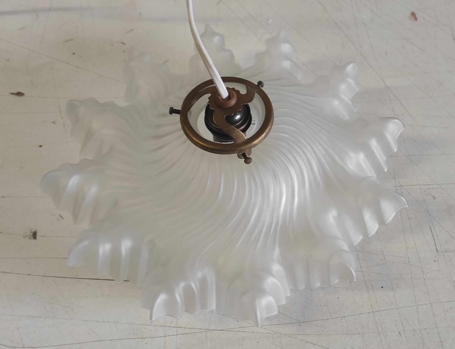 Pleated glass lampshade - mid 20th century