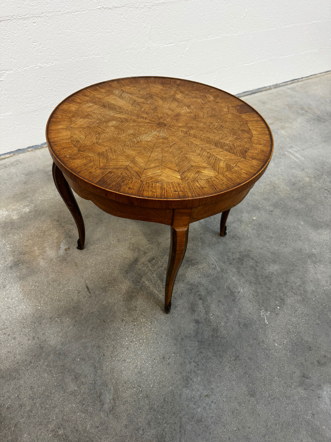 Marquetry wooden side table