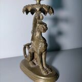 Pair of bronze hand candlesticks decorated with chimeras 19th century