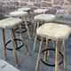 Wooden bar stool natural raw vintage 1970