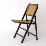 Chaise pliante en teck et rotin, Allemagne années 1970