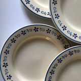 6 flat antique plates in blue white earthenware