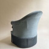 Blue velvet frog armchairs