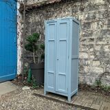 Armoire parisienne ancienne bleue grisée H154