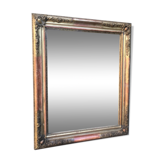 Golden mirror with gold leaf 79 x 53 cm