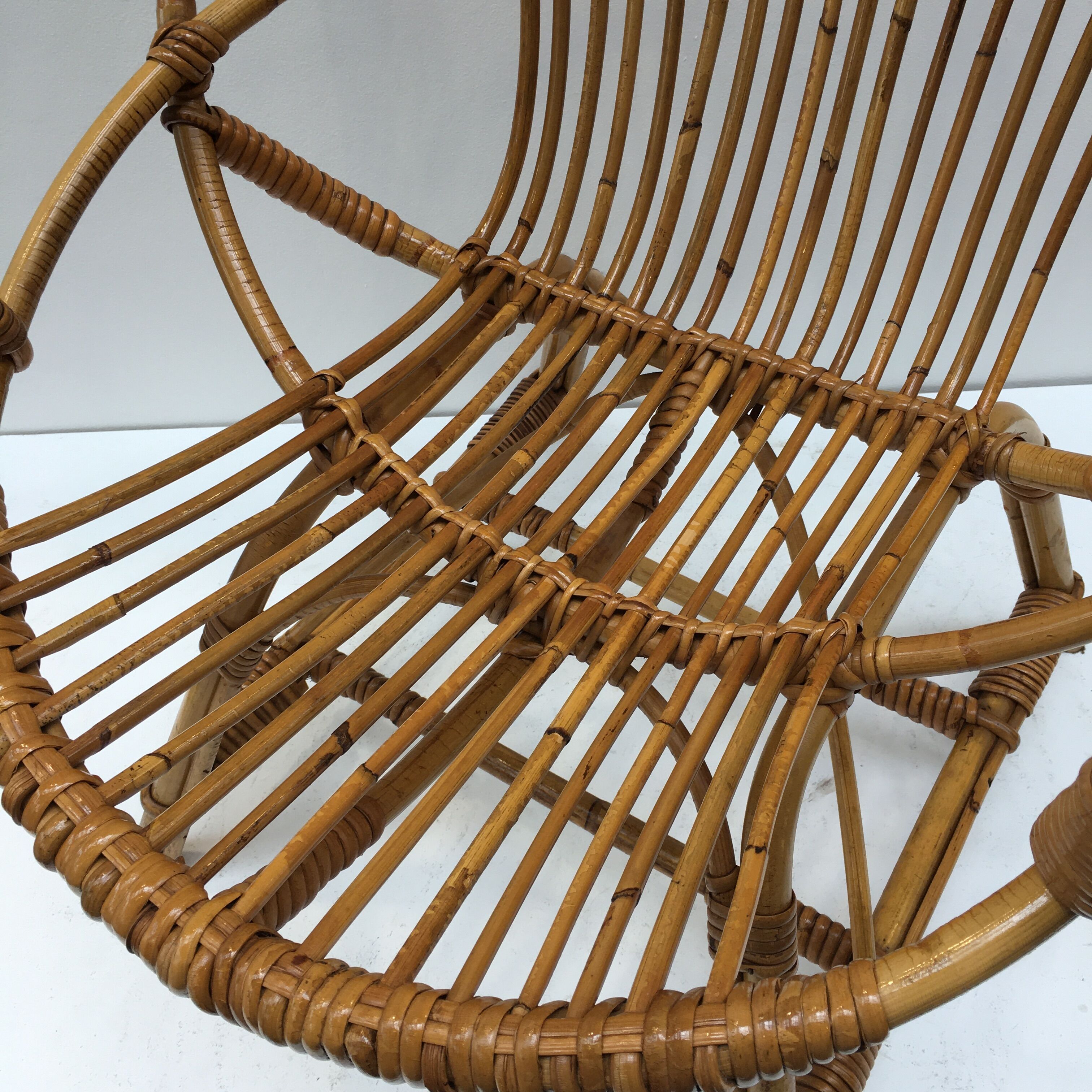 Rattan shell armchair