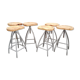 Lot de 6 tabourets en bois avec pieds métal réglables