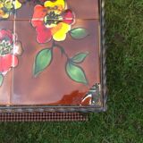 Vallauris wrought iron and ceramic coffee table by La Grange.