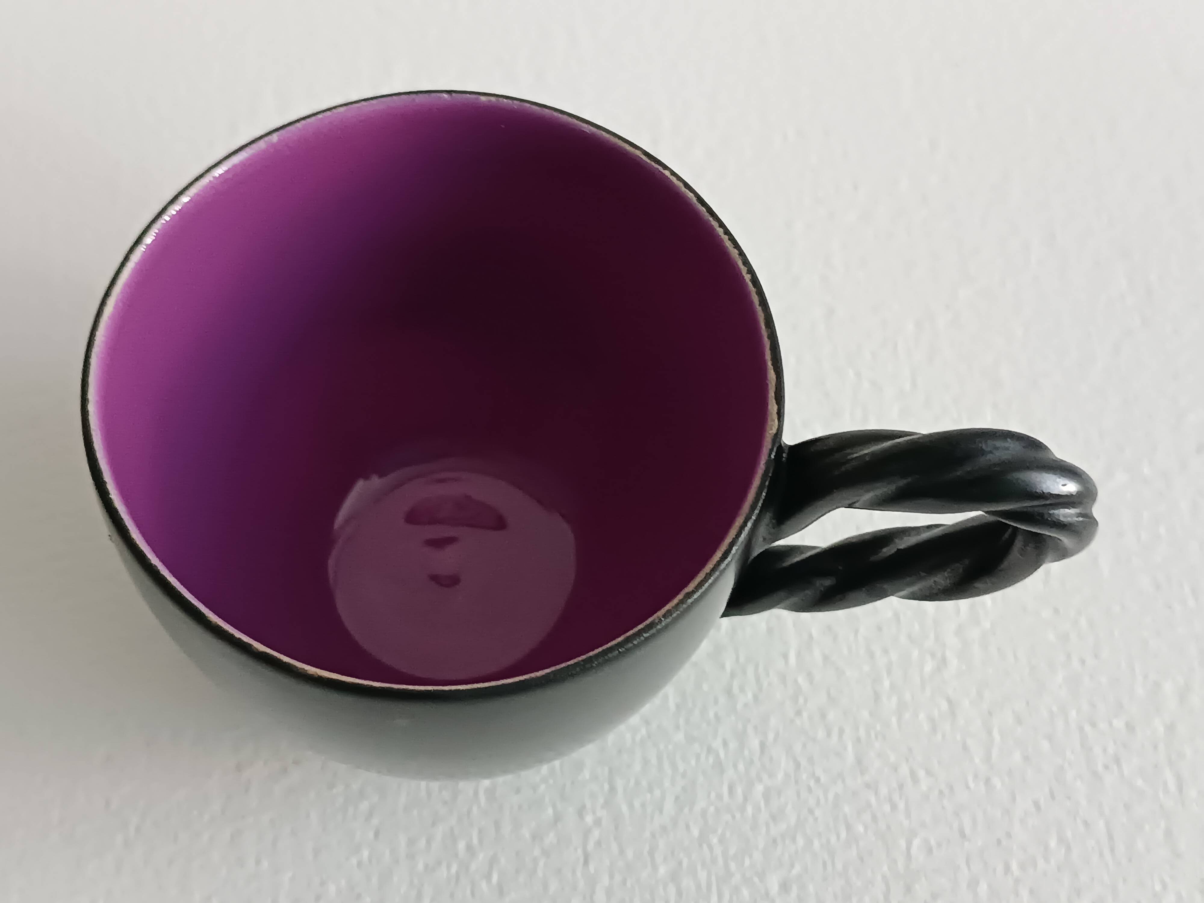 Ensemble de six tasses et leur soucoupe en céramique Monica Ceram Vallauris