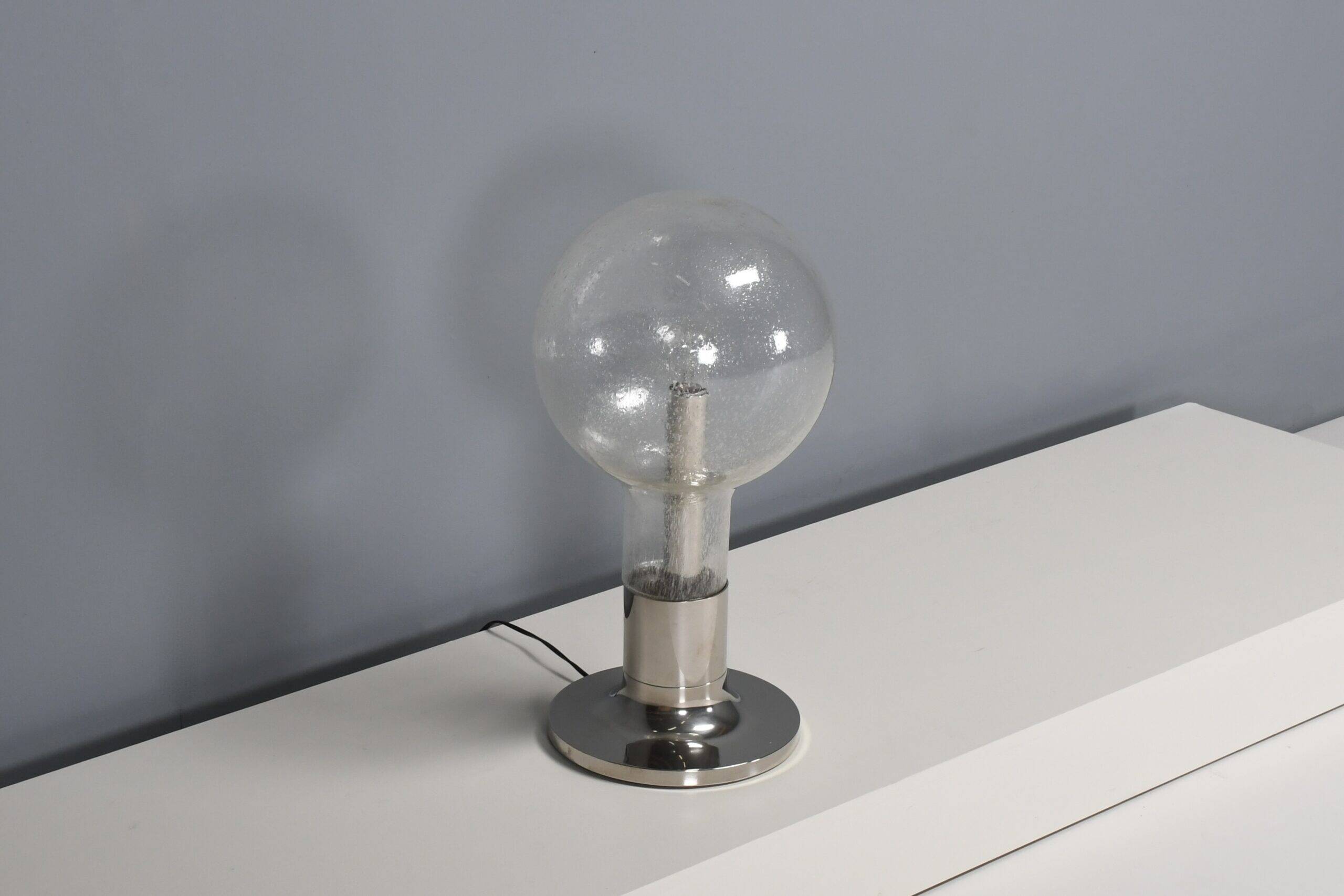 Large chrome and glass table lamp Temde, Switzerland, 1960s