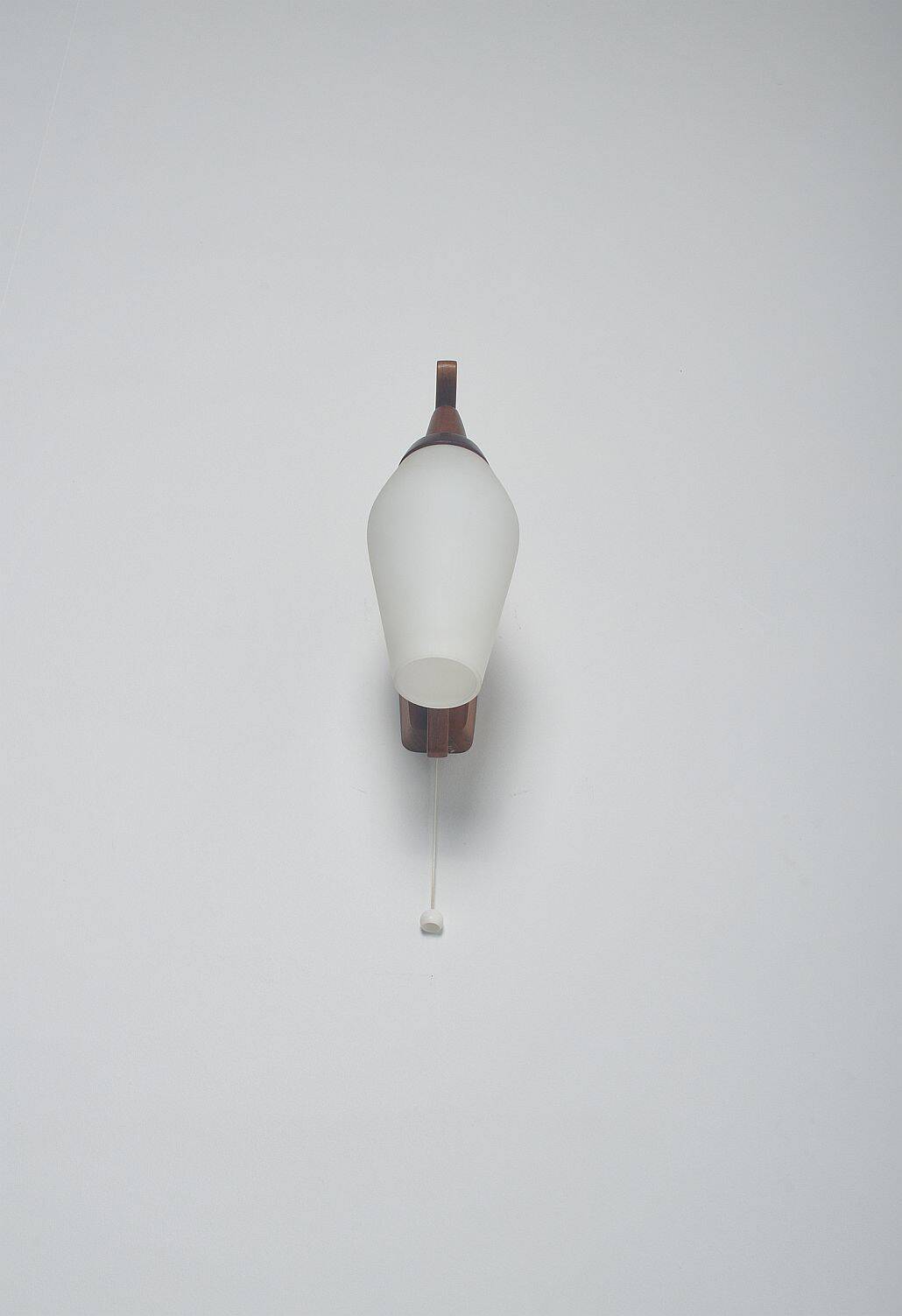 Danish wall lamp in teak with milk glass, 1960s