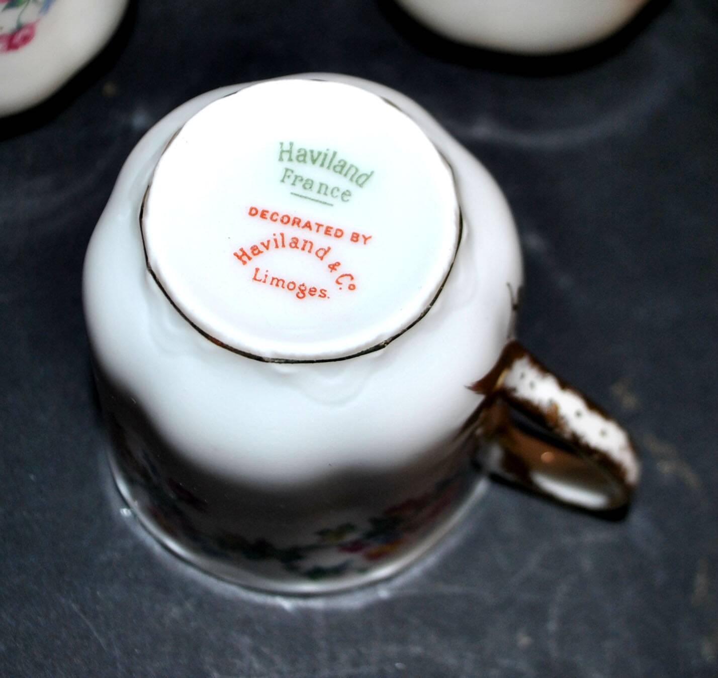 Limoges Haviland set of 6 floral porcelain coffee cups