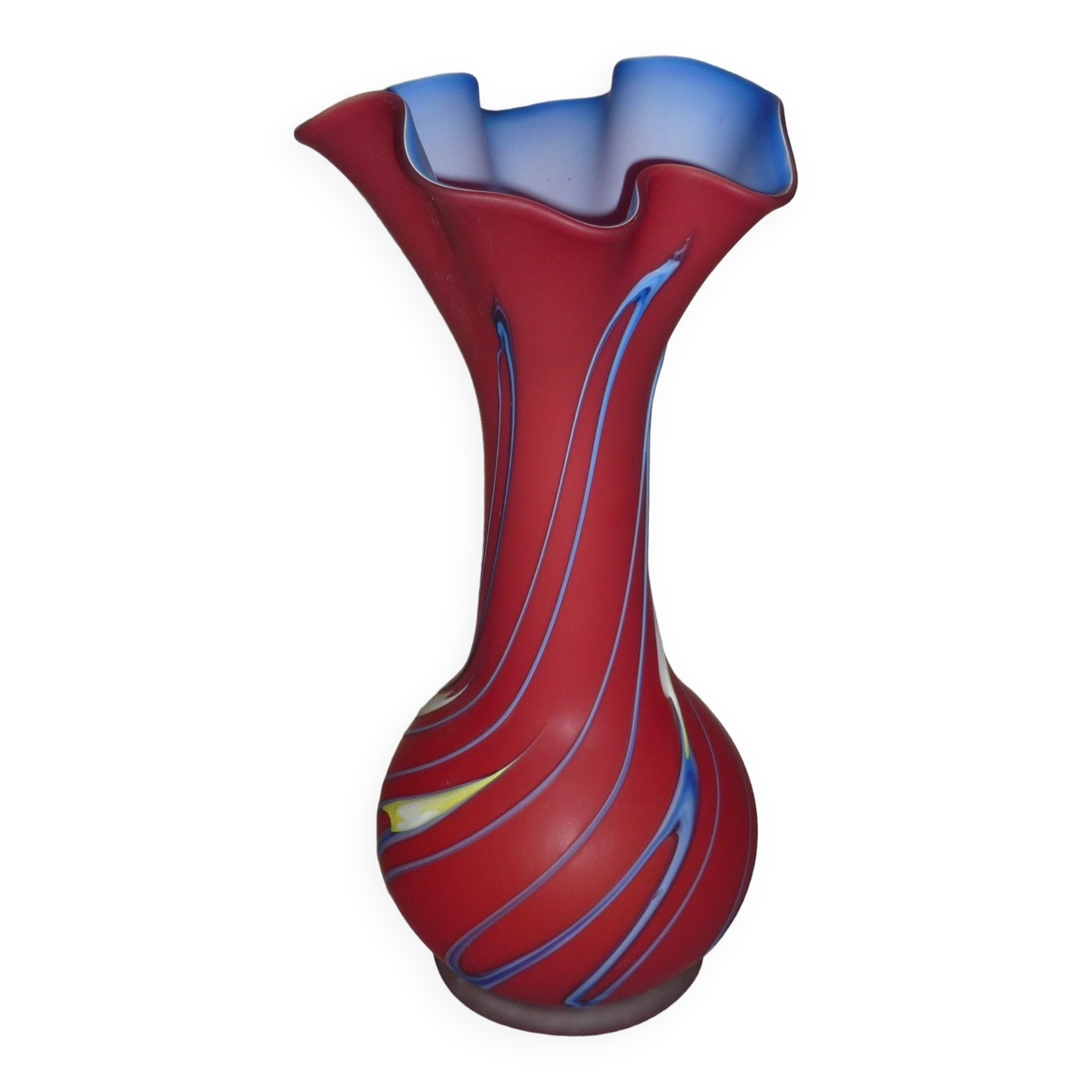 Vase rouge en verre double épaisseur opaque 44 cm