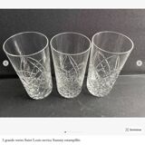 3 grandes verres en cristal dimension : hauteur -135 mm diamètre -0,75 mm