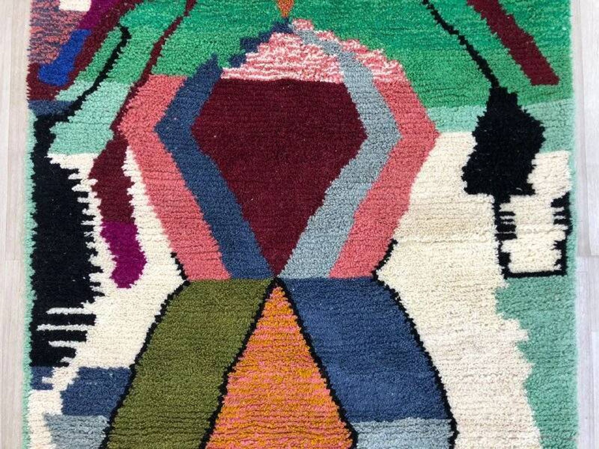 Handmade Berber rug, natural wool, 2.5x1.5 m