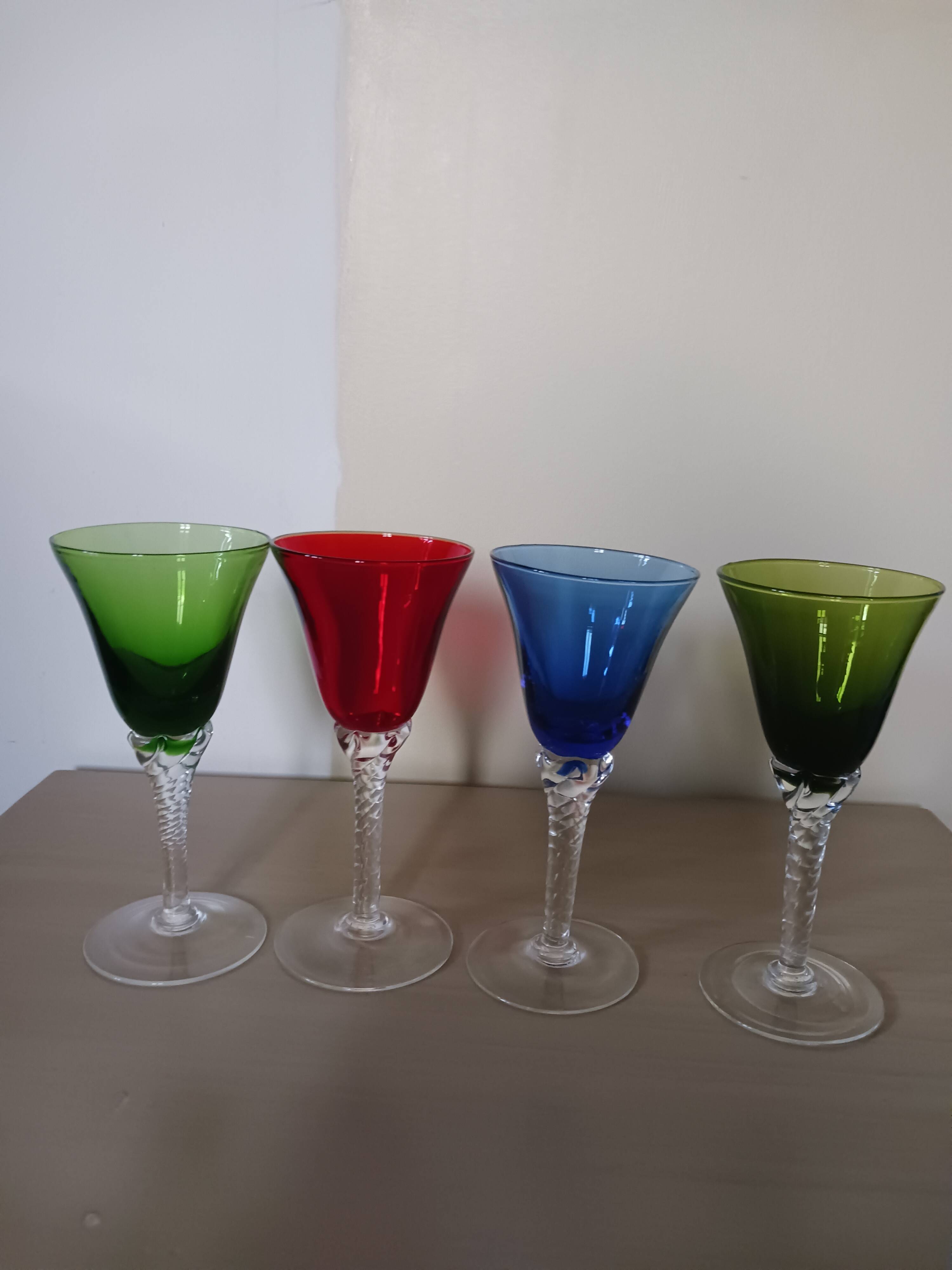 Coloured vases, made of Murano glass.
