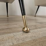 1950s Italian Armchairs Design in Cream Fabric with Iron Legs