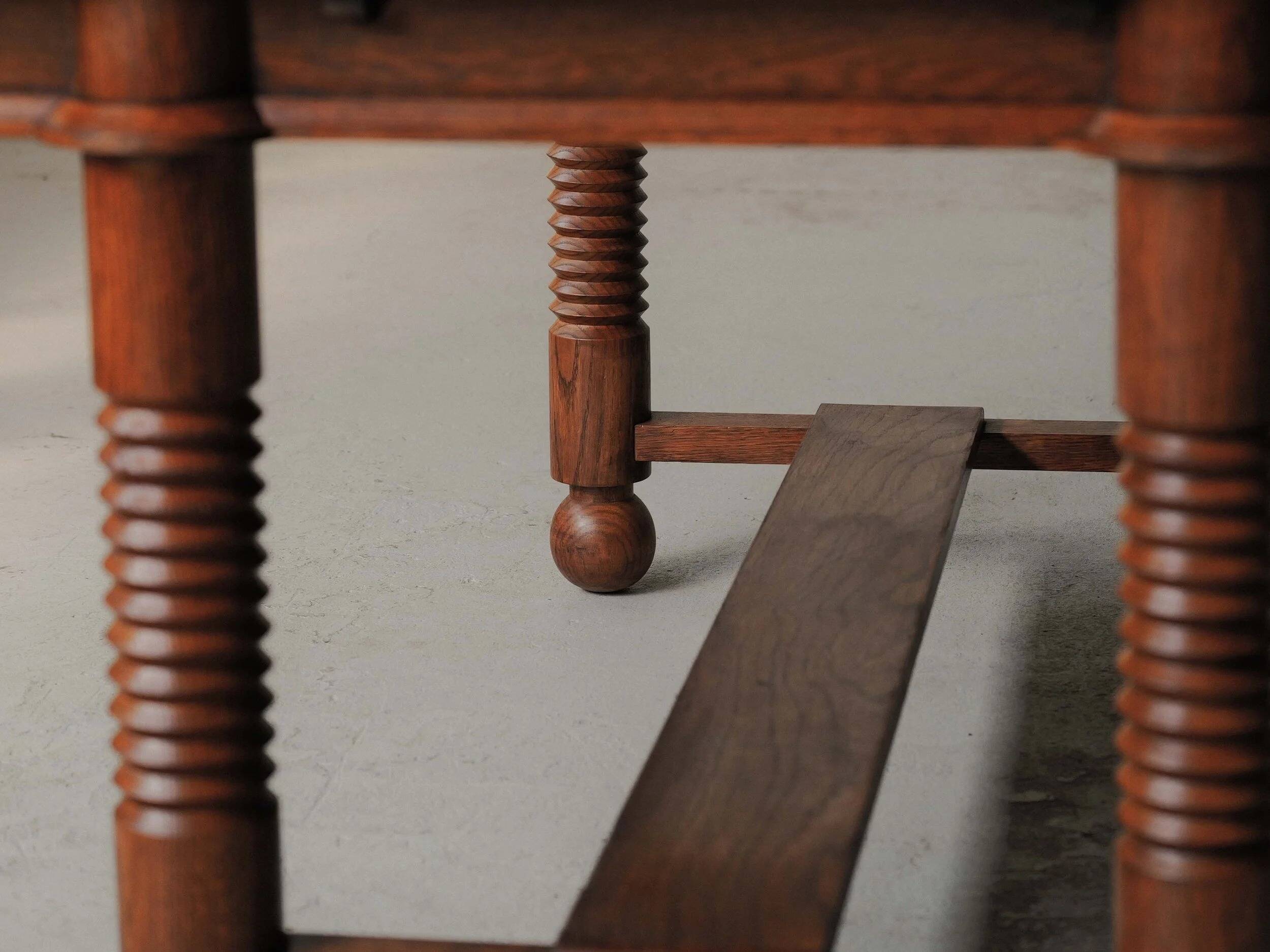 Modernist oak dining table, France, 1940–1950