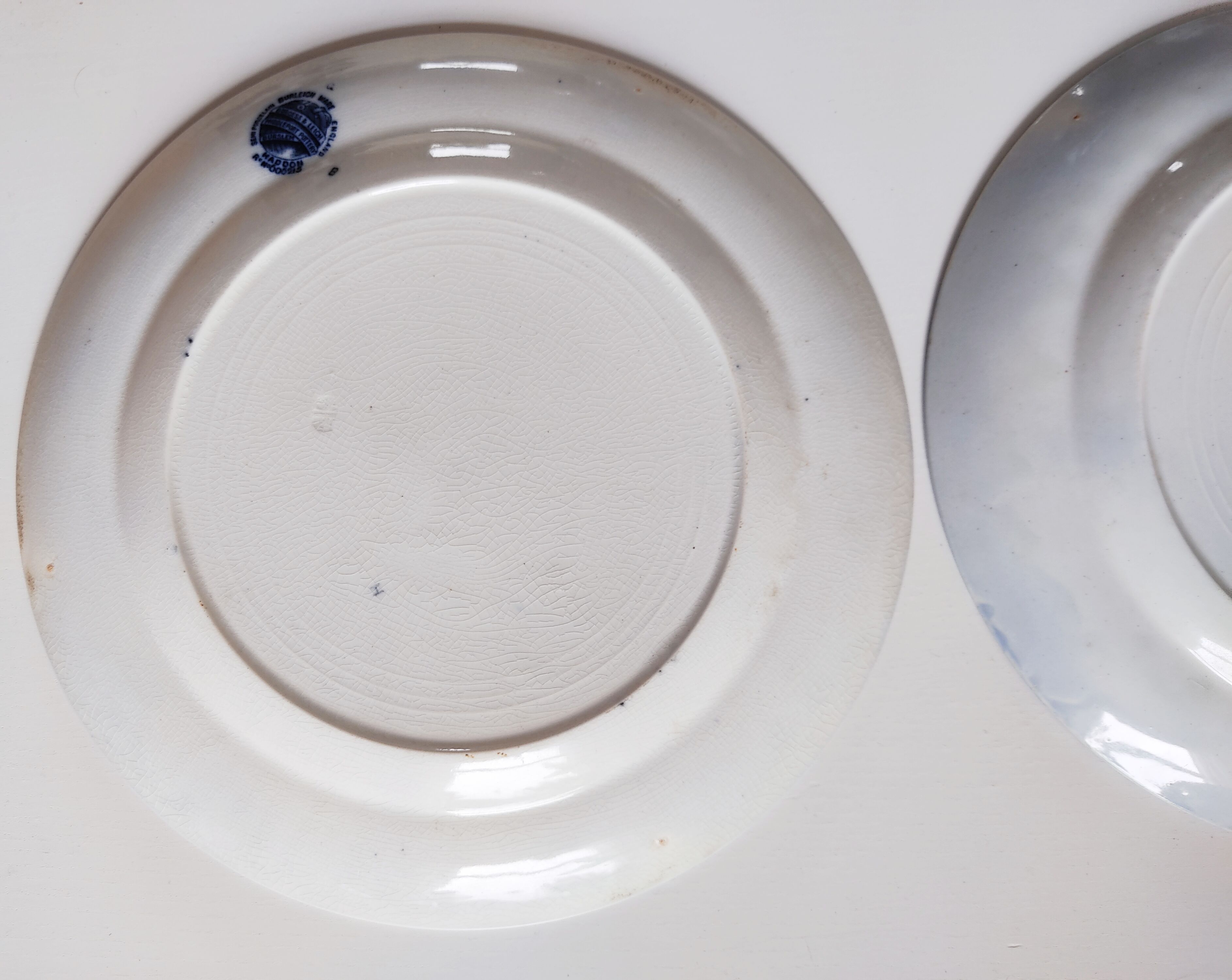 Paire d'assiettes anglaises décor bleu