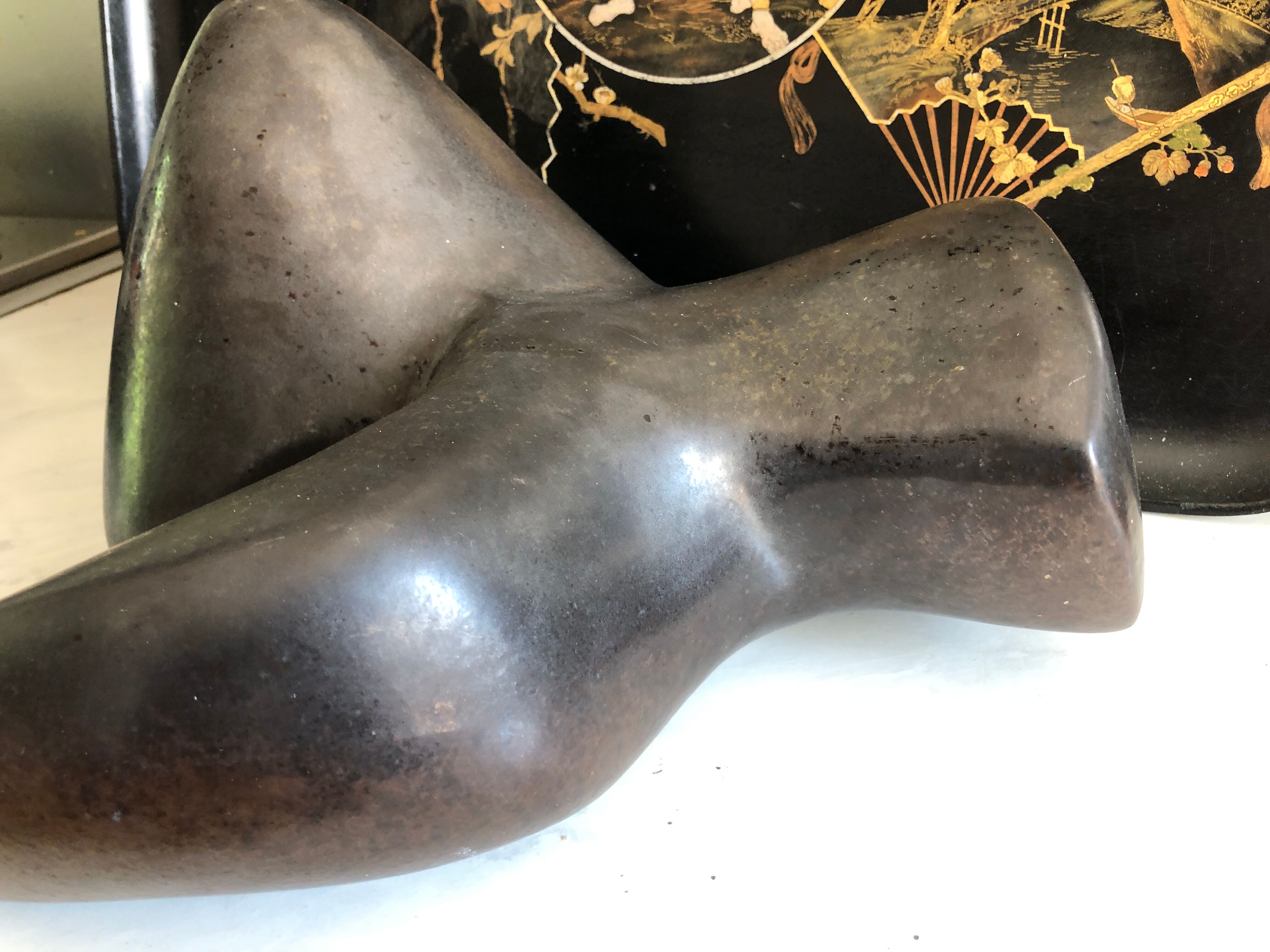 Black Ceramic/Female Nude/signed Tim Orr 1961/Mid century/Vintage
