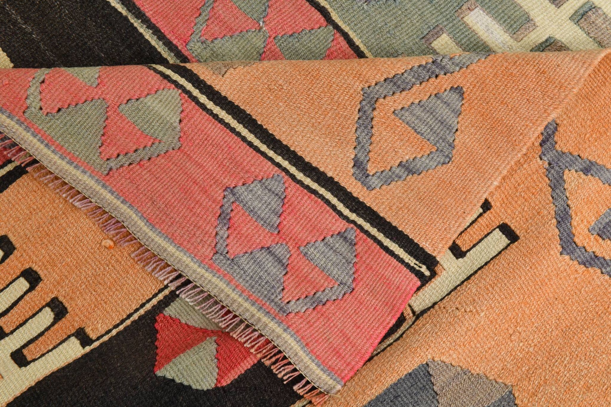 6x8 Kilim Multicolor Geometric Style Kilim Rug, 168x235 Cm