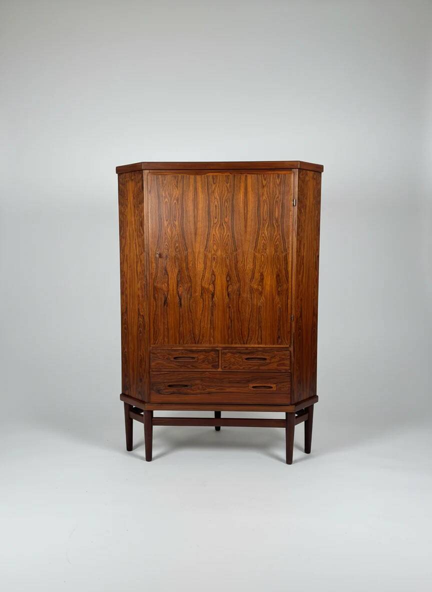 Scandinavian rosewood corner cabinet, Denmark, 1960s