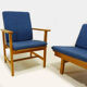 Børge Mogensen 4 seater oak bench sofa and two armchairs