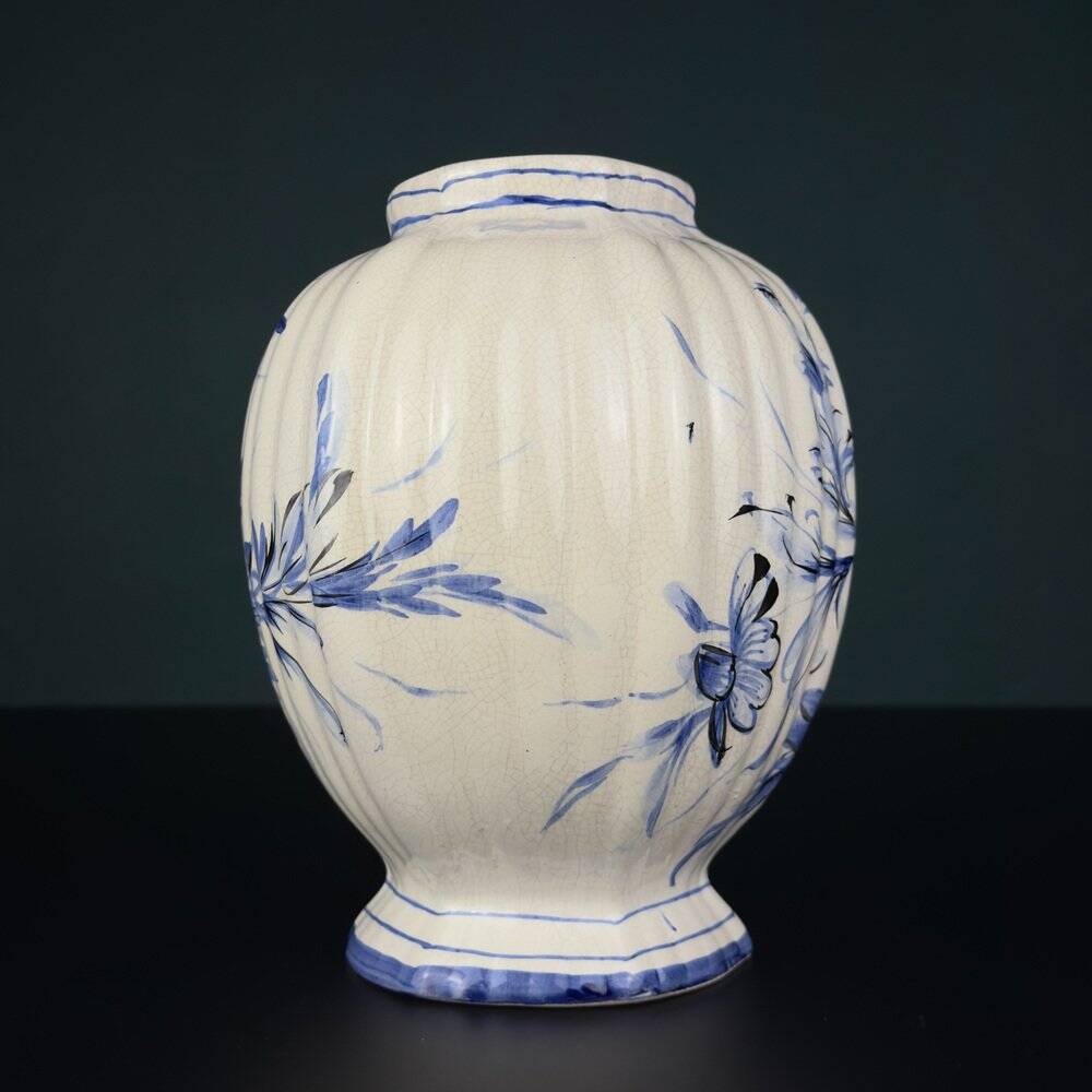 Vintage blue ceramic vase from Bassano, Italy, 1970s.