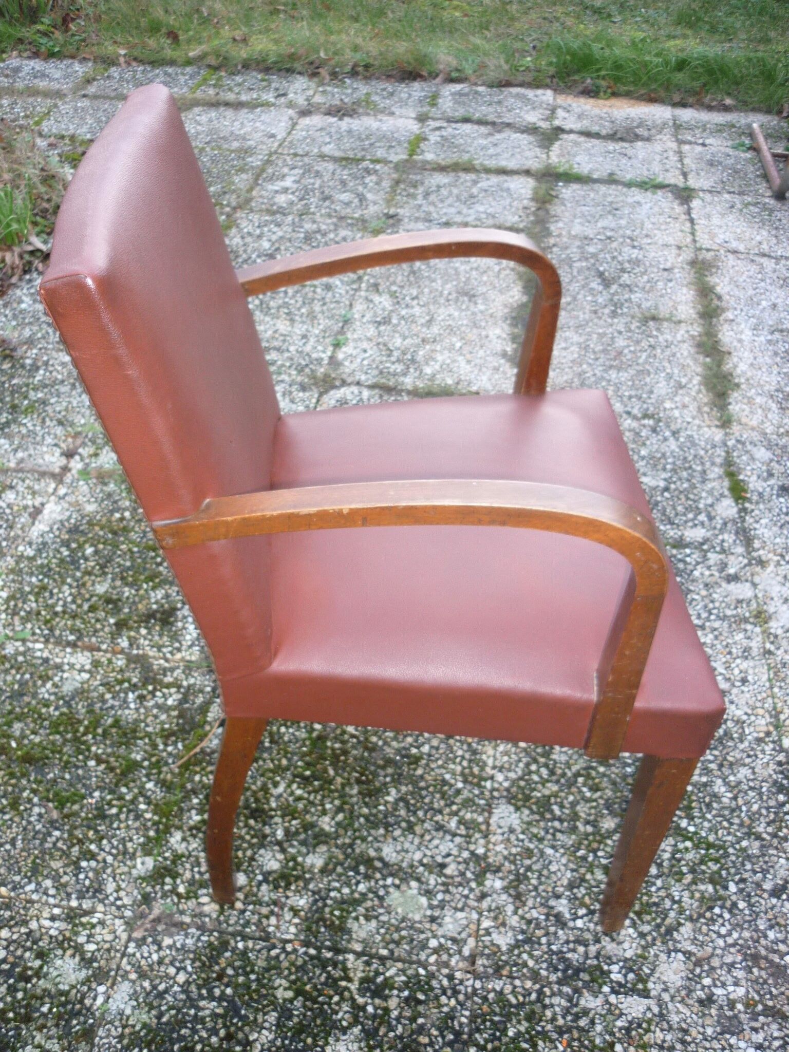 Light brown and wood Bridge armchair, from the 40s-50s