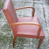 Light brown and wood Bridge armchair, from the 40s-50s