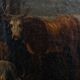 Oil on canvas 18th century scene of animals and shepherd gilded frame