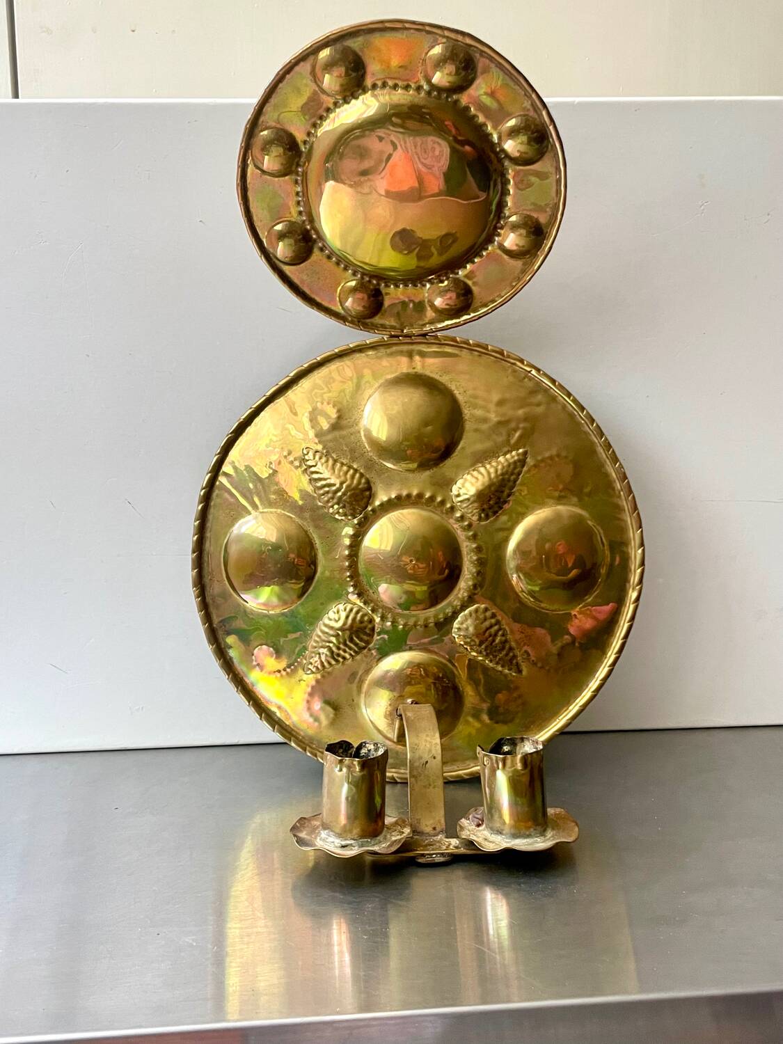 Large Antique  Brass Wall Candle holder  Sconce  height 35 cm