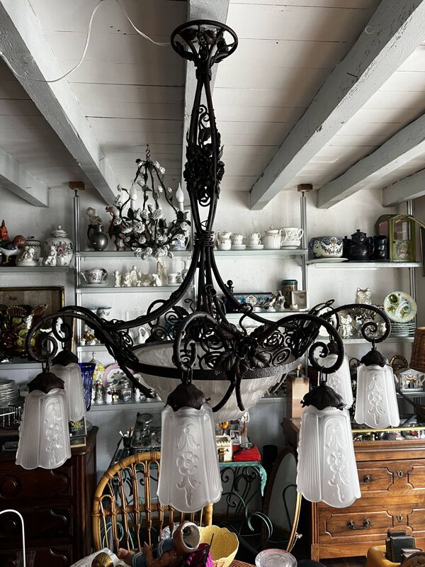 Grand lustre Art déco