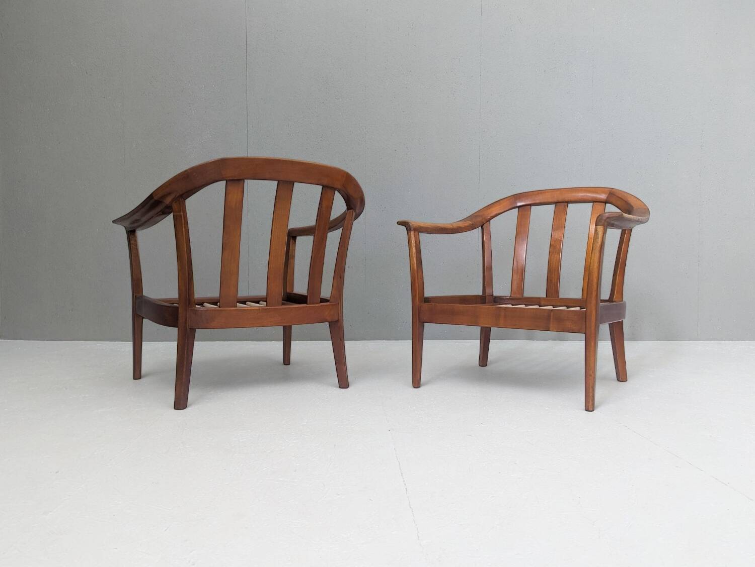 Mid-Century Wilhelm Knoll Cherry Wood Armchairs, Germany, 1960s