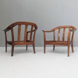 Mid-Century Wilhelm Knoll Cherry Wood Armchairs, Germany, 1960s